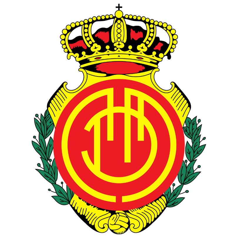 Logo du club de football espagnol RCD Majorque, présentant un emblème circulaire rouge et jaune surmonté d'une couronne royale.